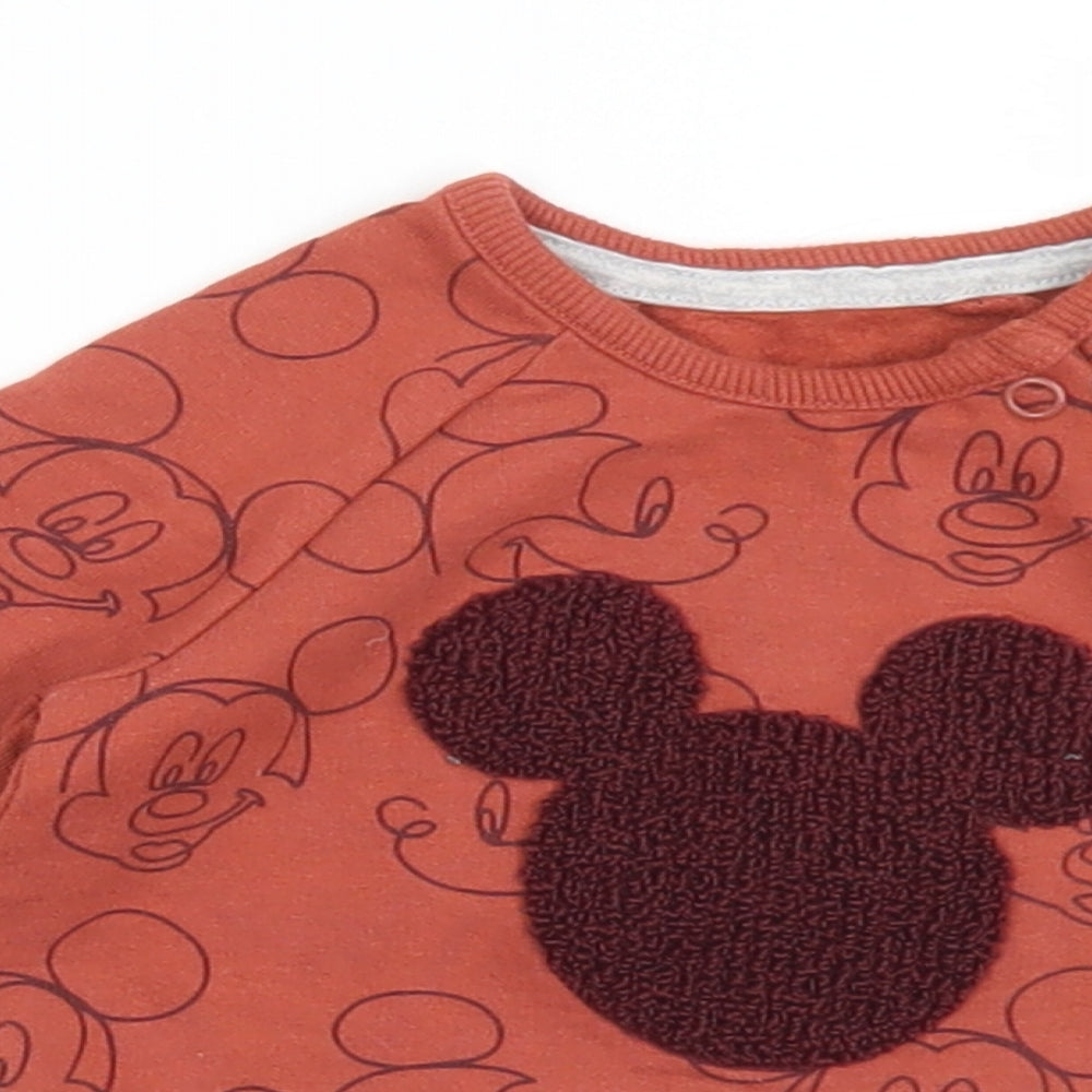 George Baby Brown Geometric Cotton Pullover Jumper Size 0-3 Months  Snap - Mickey Mouse Disney