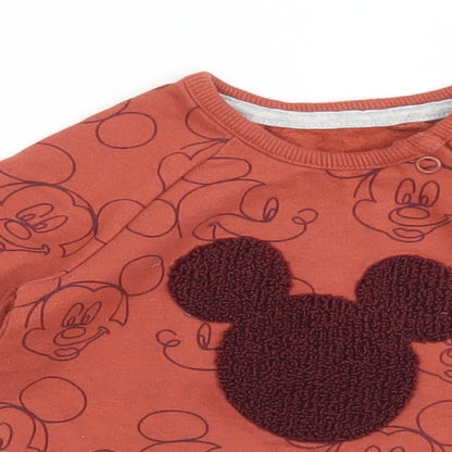 George Baby Brown Geometric Cotton Pullover Jumper Size 0-3 Months  Snap - Mickey Mouse Disney