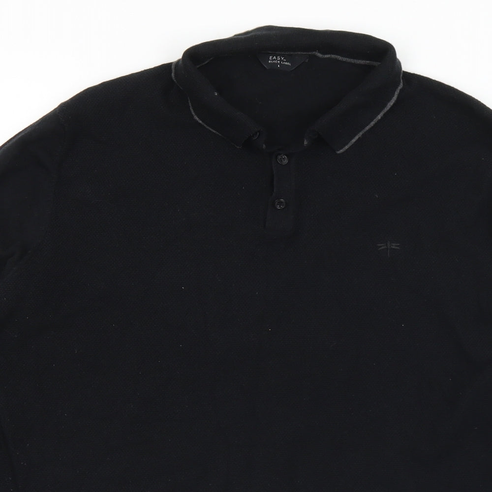 Matalan Mens Black  Viscose  Polo Size L Collared