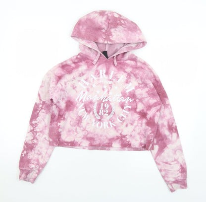 New Look Girls Purple  Polyester Pullover Hoodie Size 12-13 Years   - NYC Cropped Tie dye effect