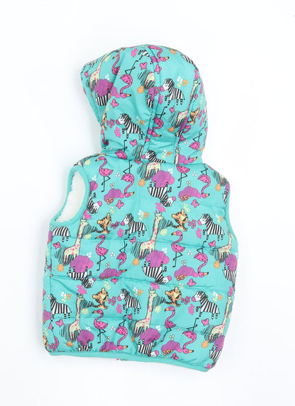 Dunnes Stores Girls Multicoloured Geometric  Gilet Coat Size 3-6 Months   Zip - Animals
