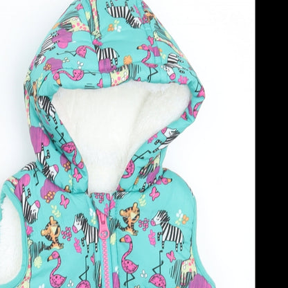 Dunnes Stores Girls Multicoloured Geometric  Gilet Coat Size 3-6 Months   Zip - Animals