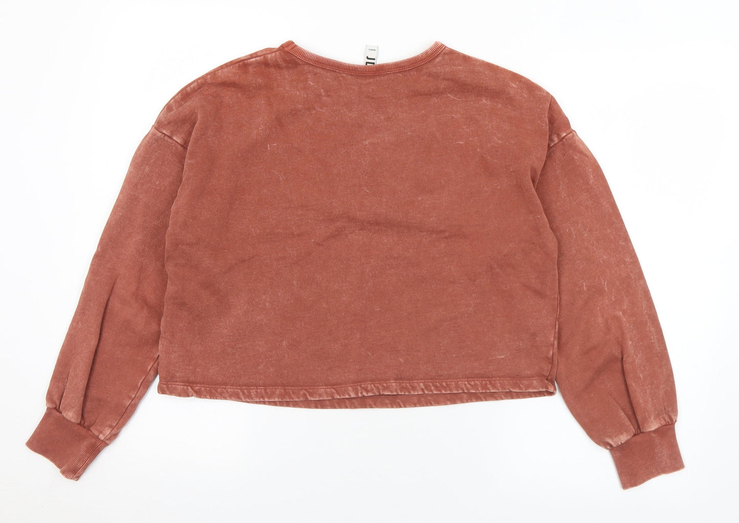 JDY Womens Brown  Cotton Pullover Sweatshirt Size S   - Degasus Tour. Cropped. Distressed effect