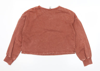 JDY Womens Brown  Cotton Pullover Sweatshirt Size S   - Degasus Tour. Cropped. Distressed effect
