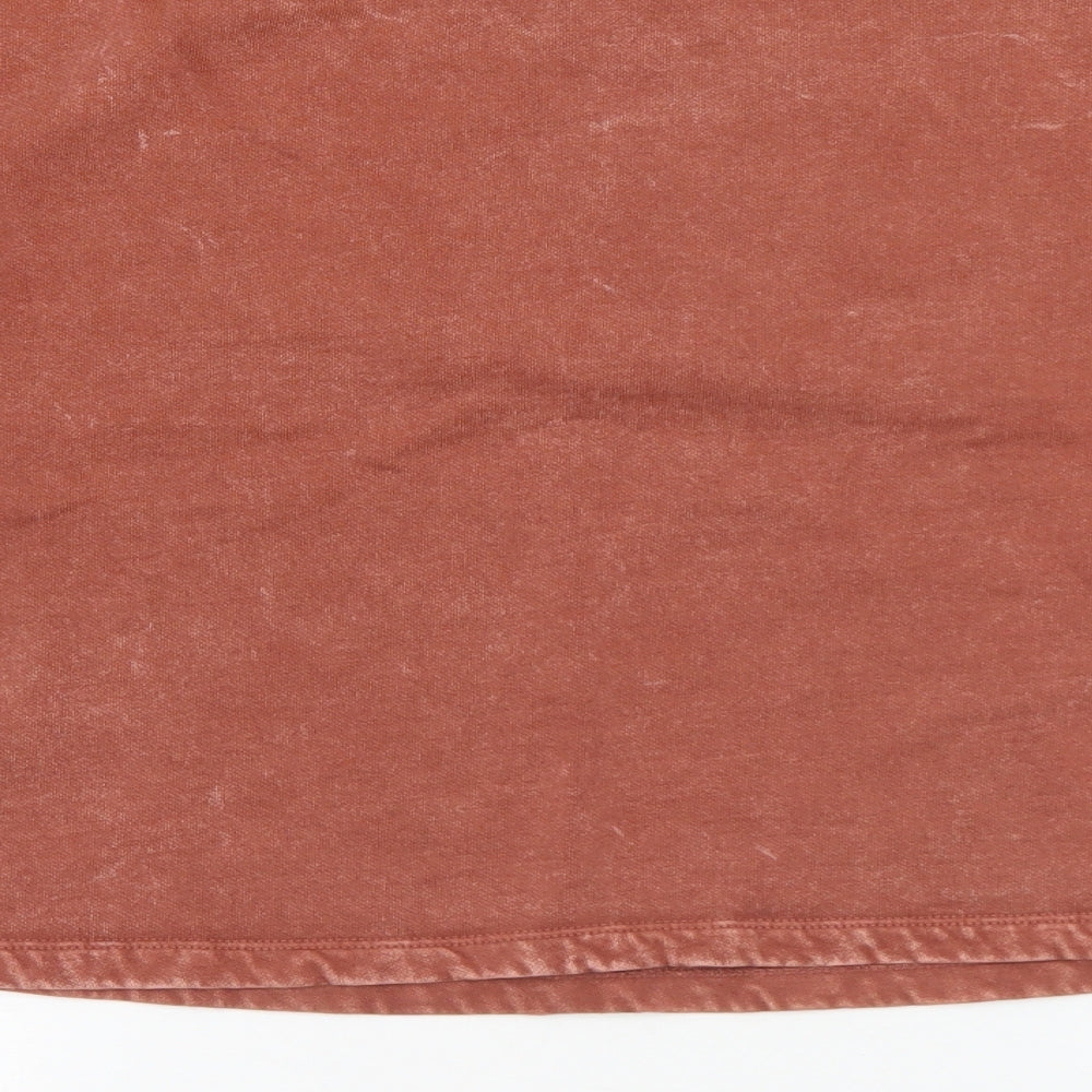 JDY Womens Brown  Cotton Pullover Sweatshirt Size S   - Degasus Tour. Cropped. Distressed effect