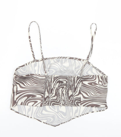 Primark Womens Brown Geometric Polyester Cropped Tank Size 12 Square Neck