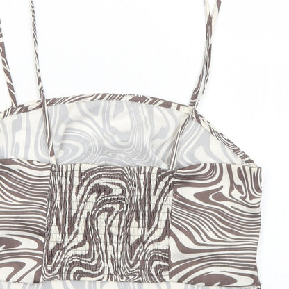 Primark Womens Brown Geometric Polyester Cropped Tank Size 12 Square Neck