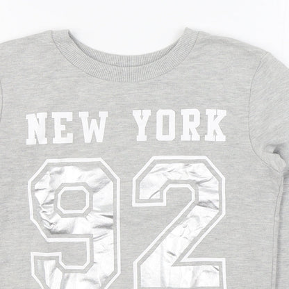 Miss Selfridge Womens Grey  Cotton Pullover Sweatshirt Size 6  Pullover