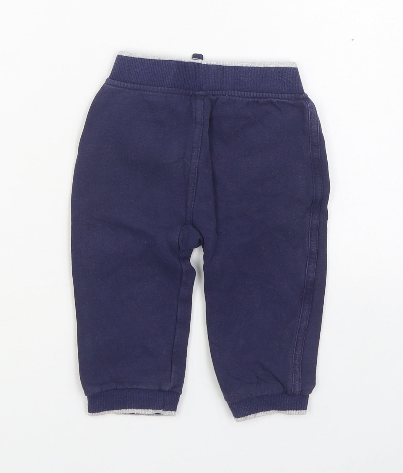 George Boys Blue  100% Cotton Jogger Trousers Size 9-12 Months  Tie