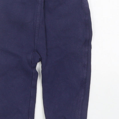 George Boys Blue  100% Cotton Jogger Trousers Size 9-12 Months  Tie