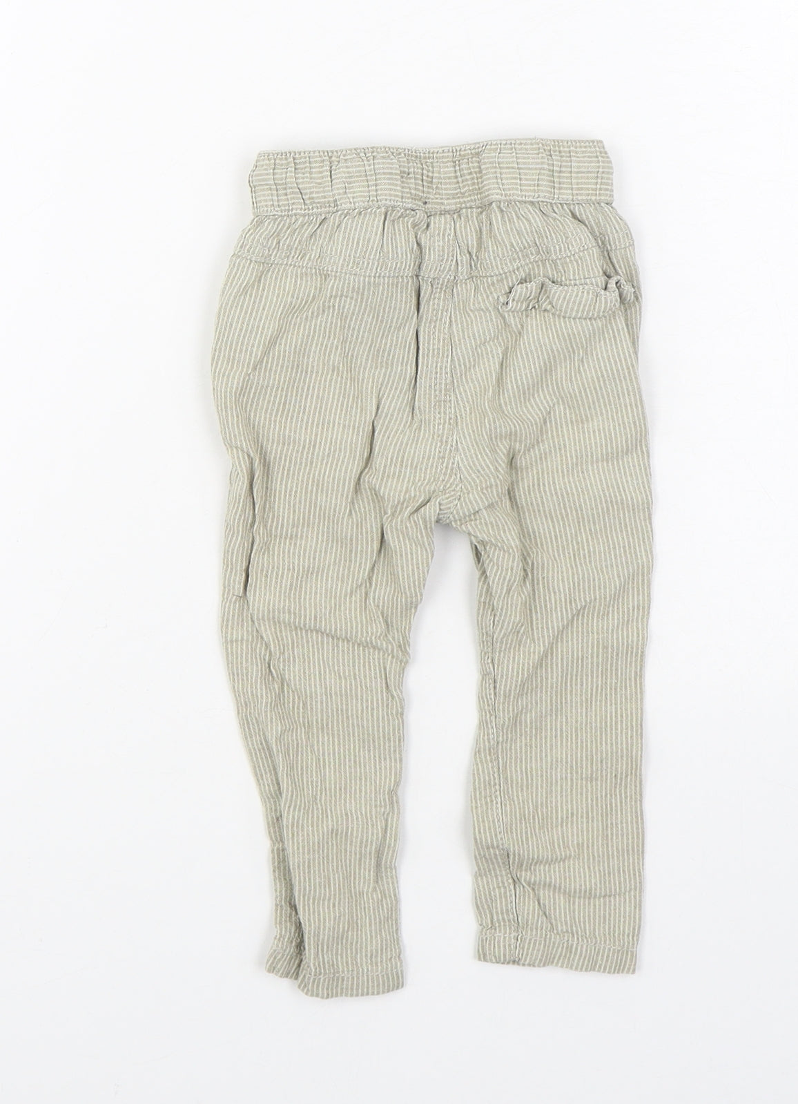 NEXT Boys Beige Striped Linen Jogger Trousers Size 6-9 Months
