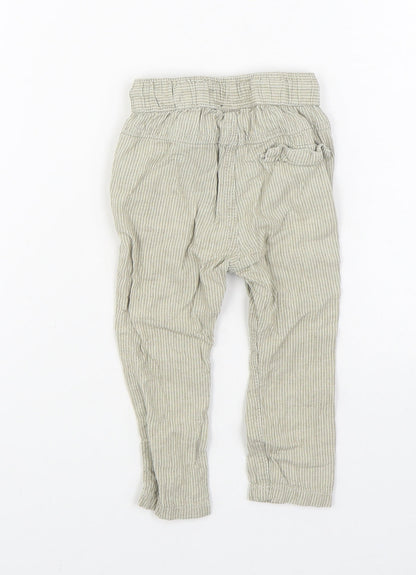 NEXT Boys Beige Striped Linen Jogger Trousers Size 6-9 Months