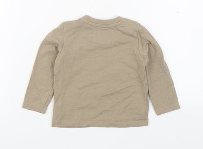 TU Baby Brown  Cotton Basic T-Shirt Size 6-9 Months Round Neck Pullover