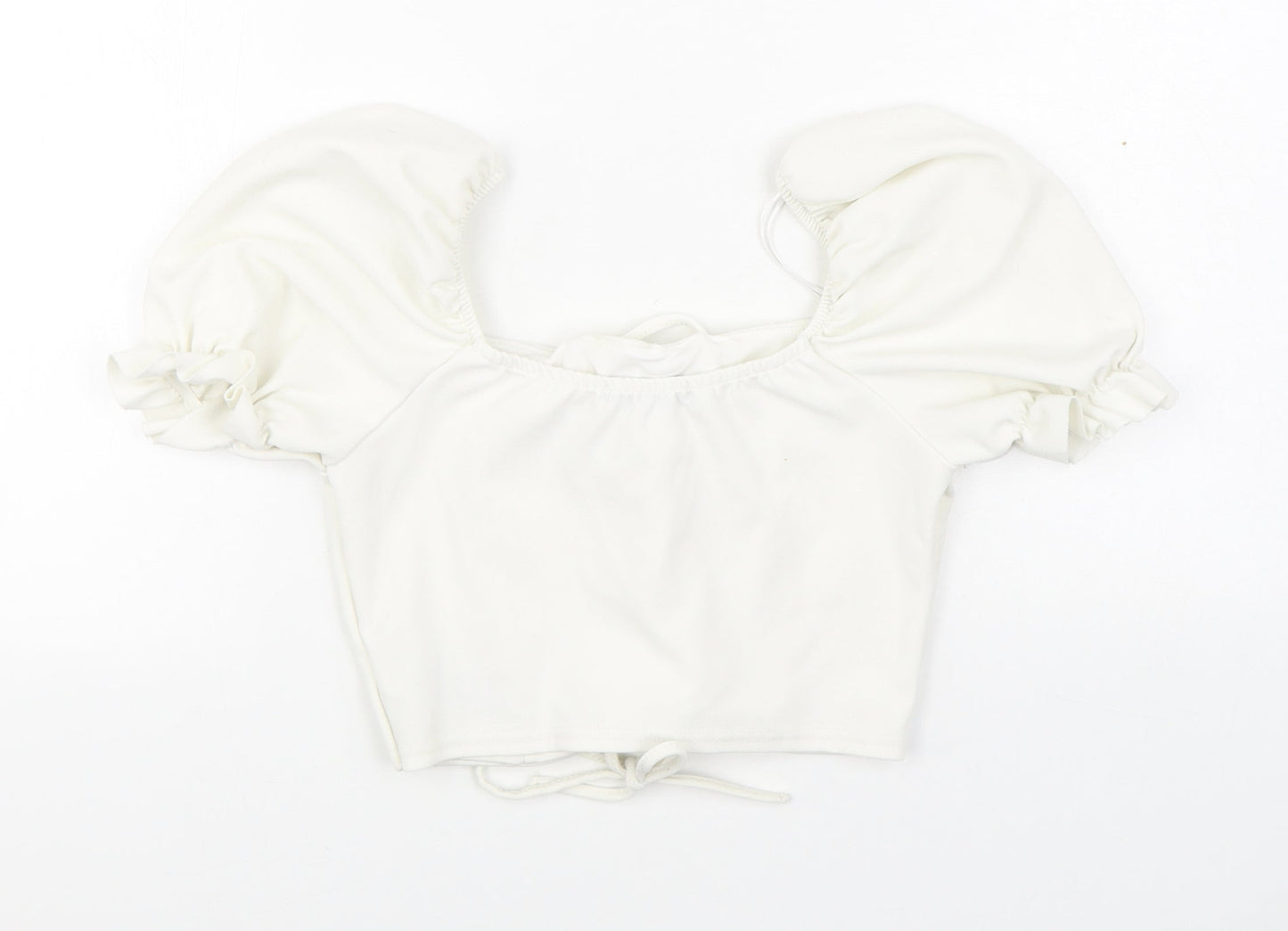 Quiz Womens White  Polyester Basic Blouse  Off the Shoulder - Lace up detail