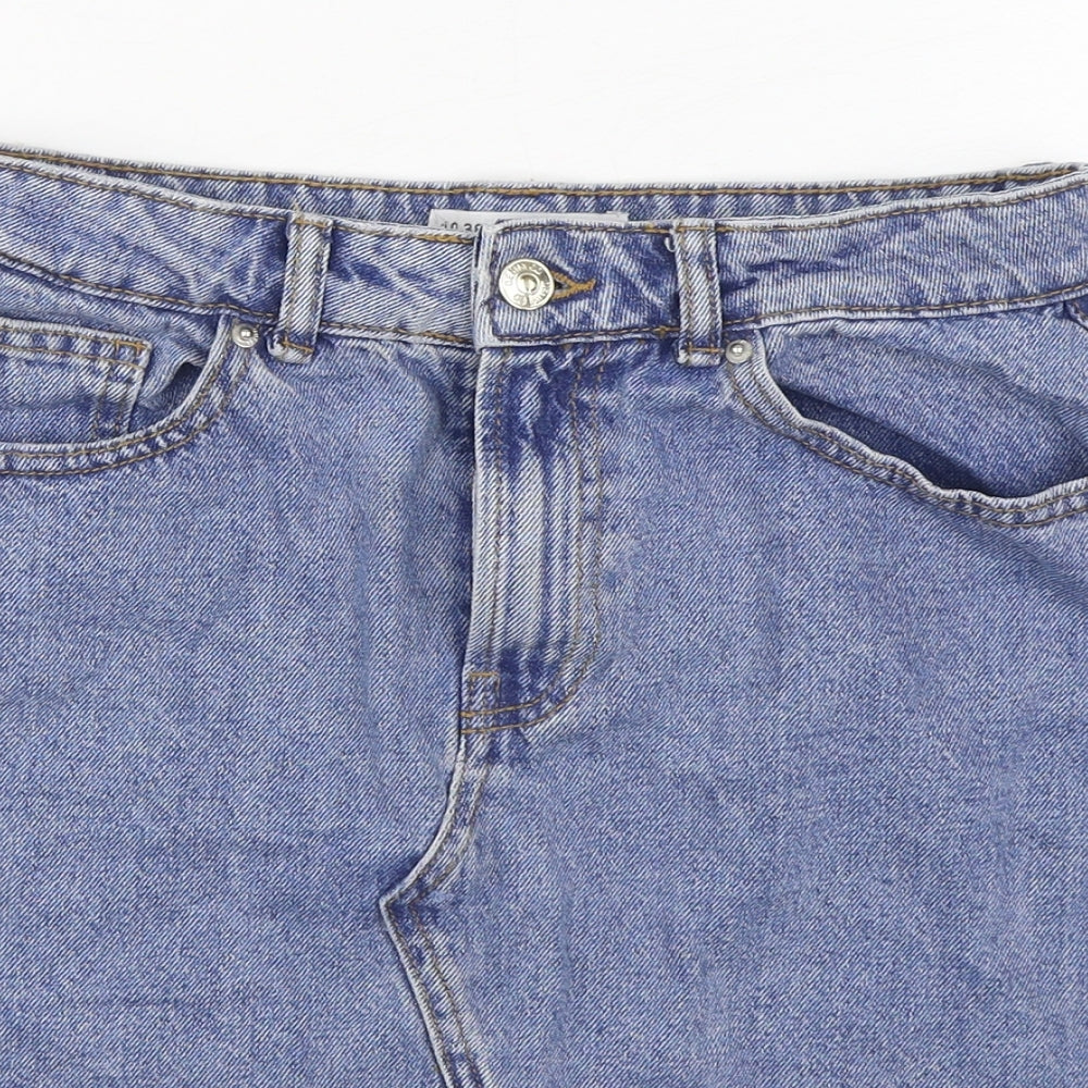 Denim & Co. Womens Blue  Cotton A-Line Skirt Size 10   Zip