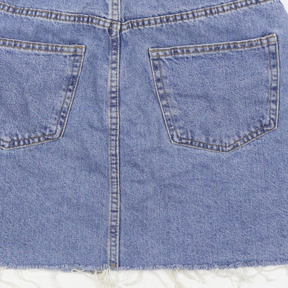 Denim & Co. Womens Blue  Cotton A-Line Skirt Size 10   Zip