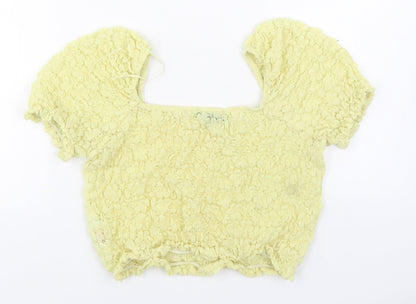 Primark Womens Yellow  Polyamide Basic Blouse Size M Square Neck