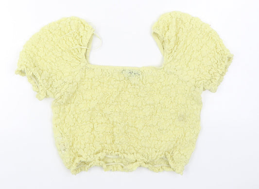 Primark Womens Yellow  Polyamide Basic Blouse Size M Square Neck