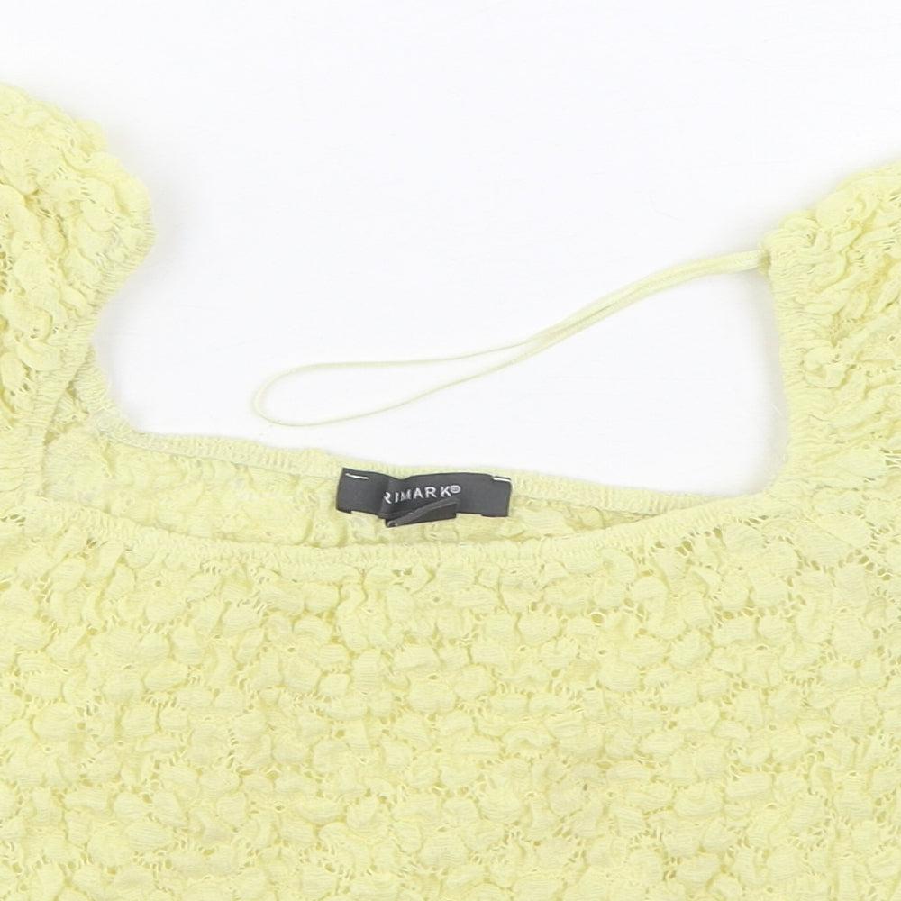 Primark Womens Yellow  Polyamide Basic Blouse Size M Square Neck