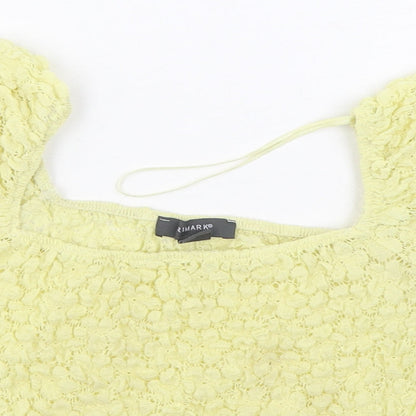 Primark Womens Yellow  Polyamide Basic Blouse Size M Square Neck