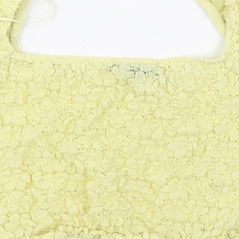 Primark Womens Yellow  Polyamide Basic Blouse Size M Square Neck