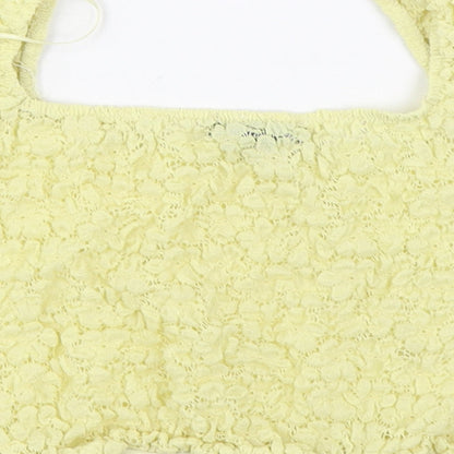 Primark Womens Yellow  Polyamide Basic Blouse Size M Square Neck