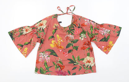 CMNC Womens Multicoloured Floral Polyester Basic Blouse Size S Halter