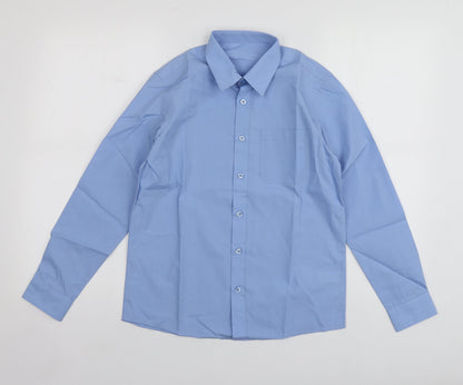 Dunnes Boys Blue  Polyester Basic Button-Up Size 11-12 Years Collared