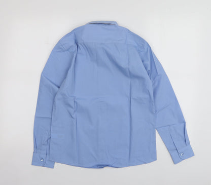 Dunnes Boys Blue  Polyester Basic Button-Up Size 11-12 Years Collared