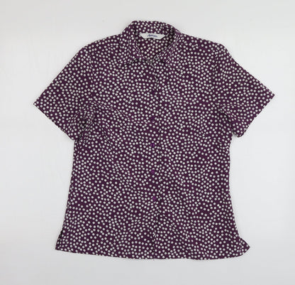 Womens UK Size 8 Alexandra Purple Basic Button-Up
