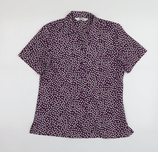 Womens UK Size 8 Alexandra Purple Basic Button-Up