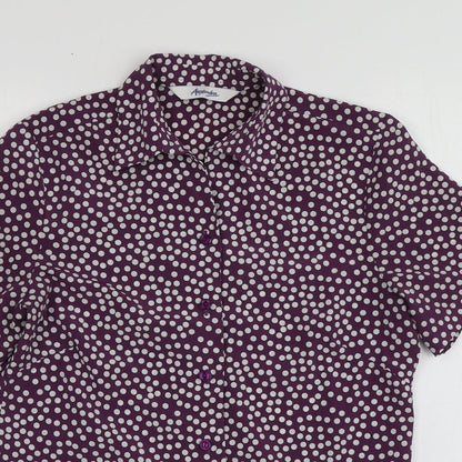 Womens UK Size 8 Alexandra Purple Basic Button-Up