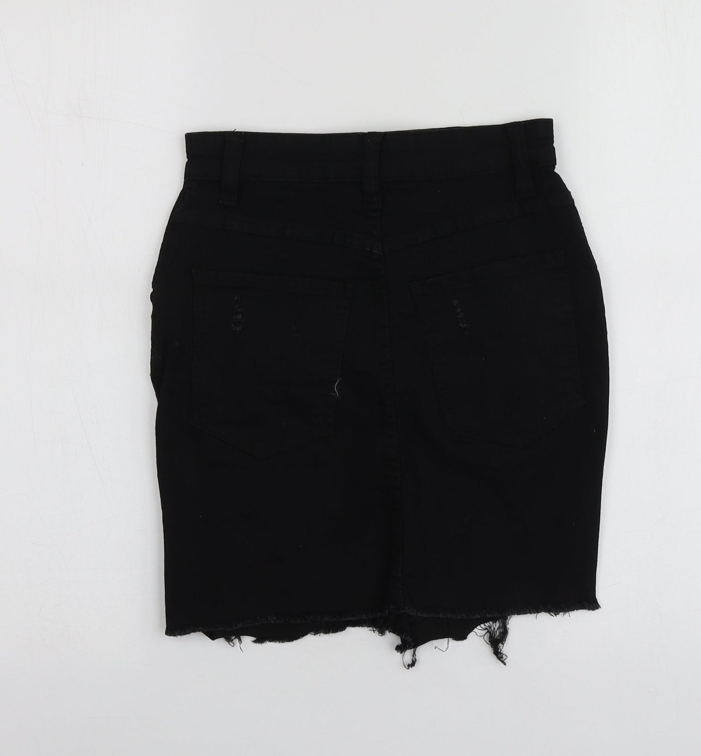 PRETTYLITTLETHING Womens Black  Cotton Mini Skirt Size 6