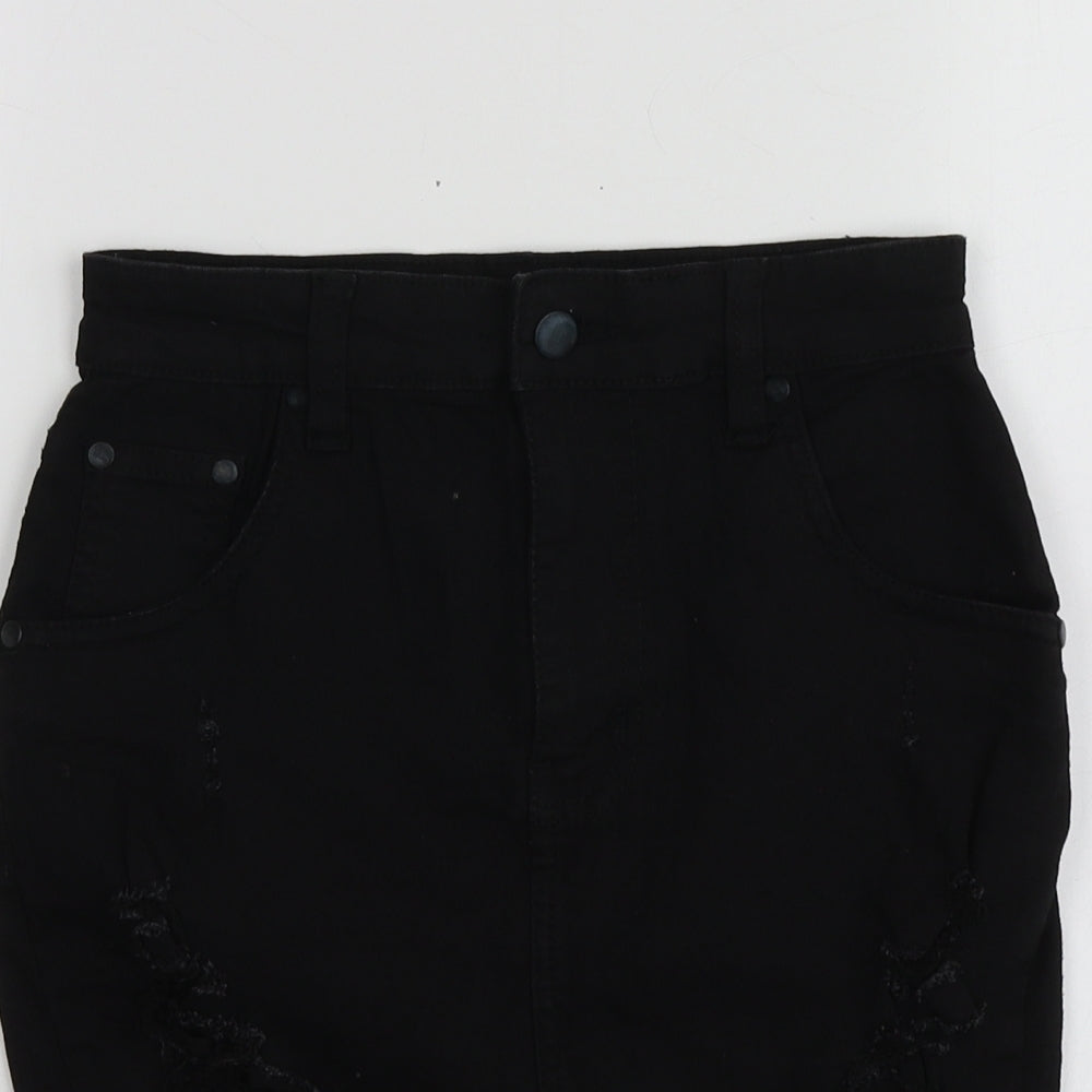 PRETTYLITTLETHING Womens Black  Cotton Mini Skirt Size 6