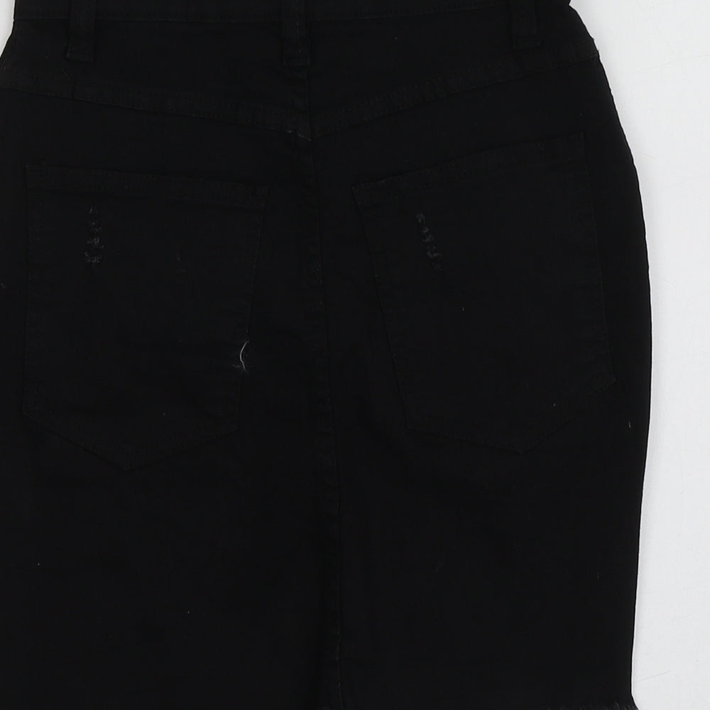 PRETTYLITTLETHING Womens Black  Cotton Mini Skirt Size 6