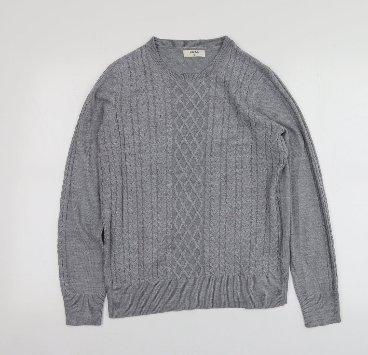 Womens UK Size 12 Papaya Grey Pullover Jumper