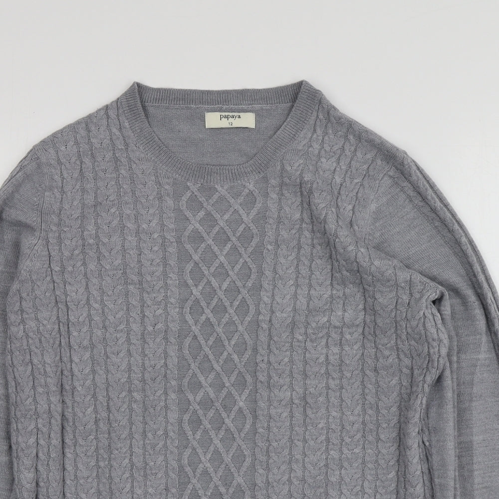 Womens UK Size 12 Papaya Grey Pullover Jumper