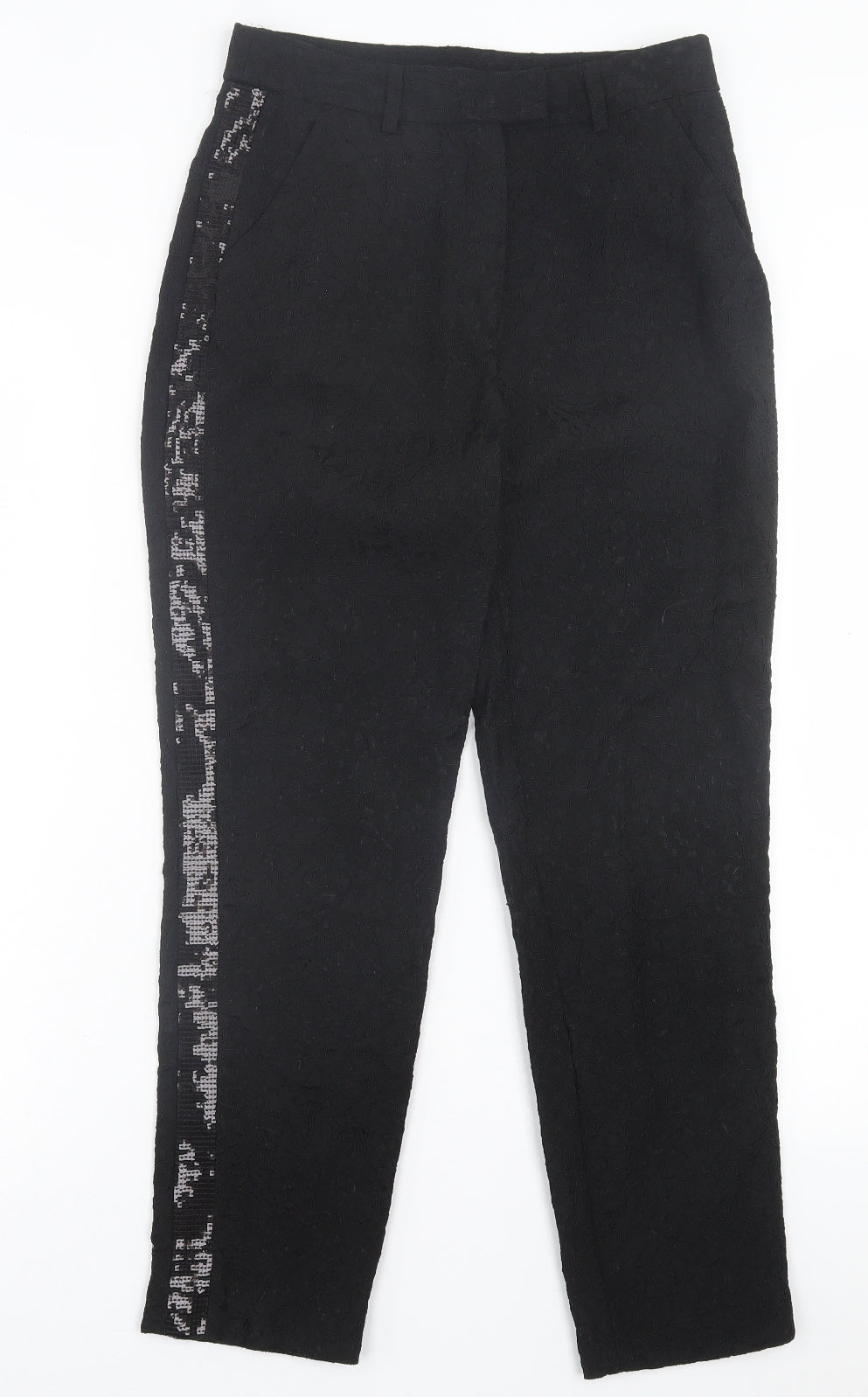 Idano Womens Black  Nylon Trousers  Size 8 L26 in Regular Hook & Eye