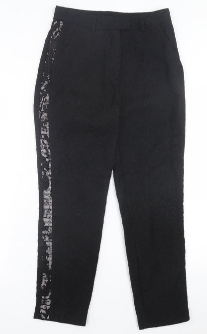 Idano Womens Black  Nylon Trousers  Size 8 L26 in Regular Hook & Eye