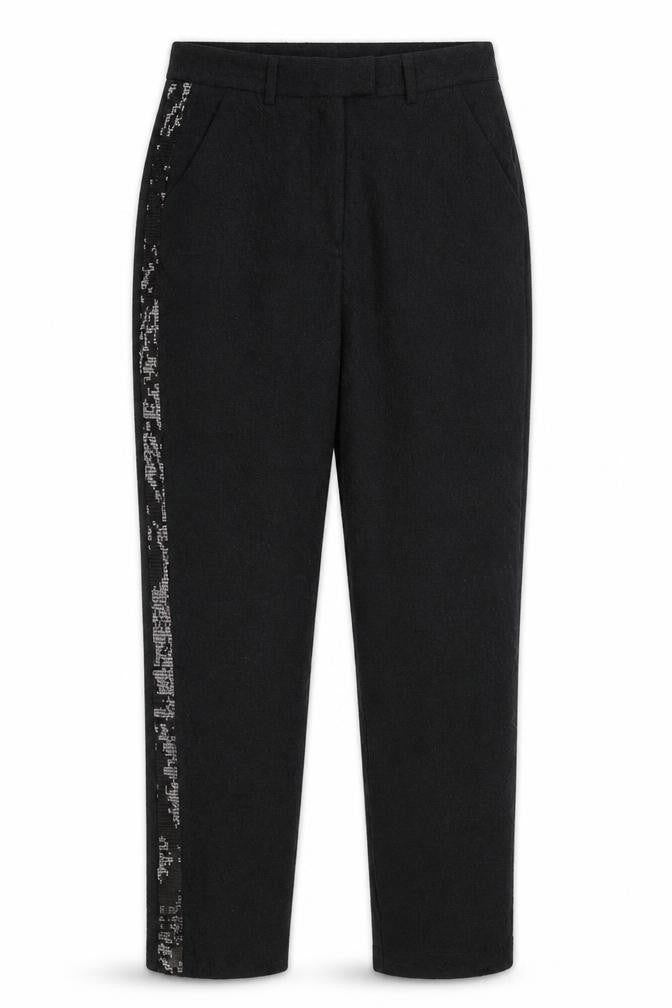 Idano Womens Black  Nylon Trousers  Size 8 L26 in Regular Hook & Eye