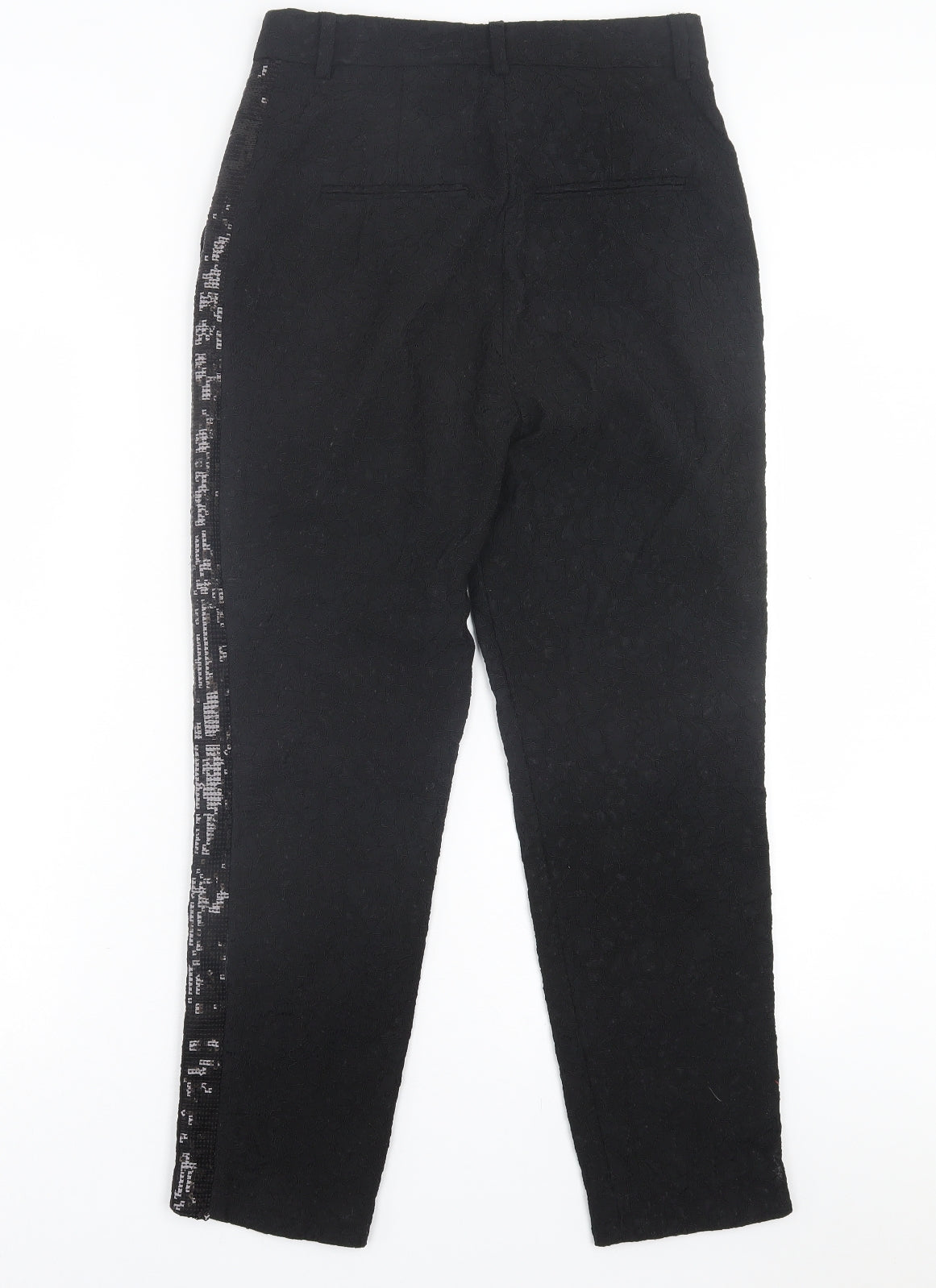 Idano Womens Black  Nylon Trousers  Size 8 L26 in Regular Hook & Eye