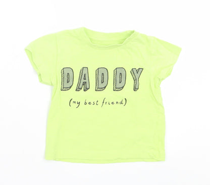 Matalan Boys Green  Cotton Basic T-Shirt Size 9-12 Months Crew Neck Pullover