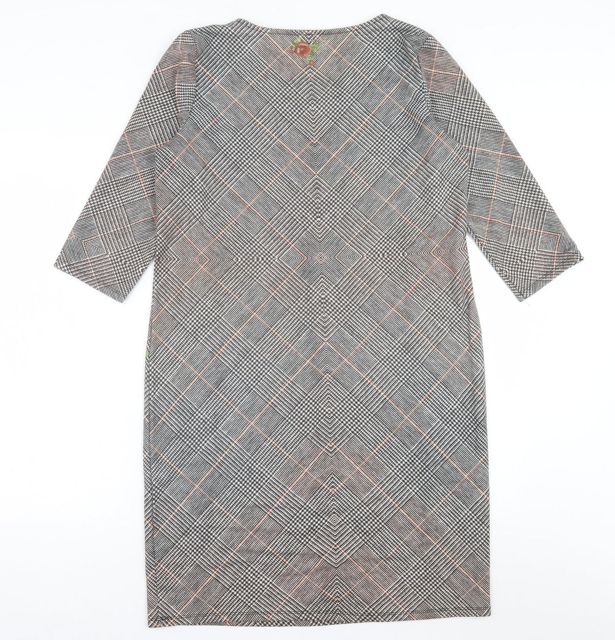 le mode Womens Grey Plaid Polyester A-Line  Size L  Crew Neck Pullover