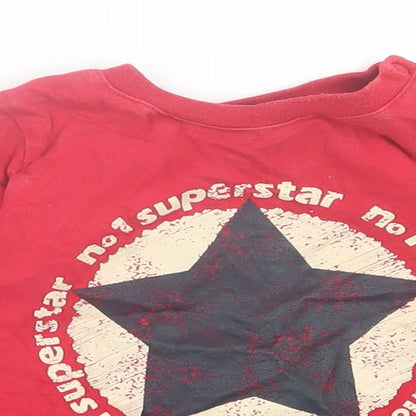 NEXT Boys Red  Cotton Basic Casual Size 12-18 Months Crew Neck Button