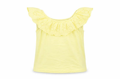 Dunnes Girls Yellow  Cotton Basic T-Shirt Size 7-8 Years Boat Neck Pullover