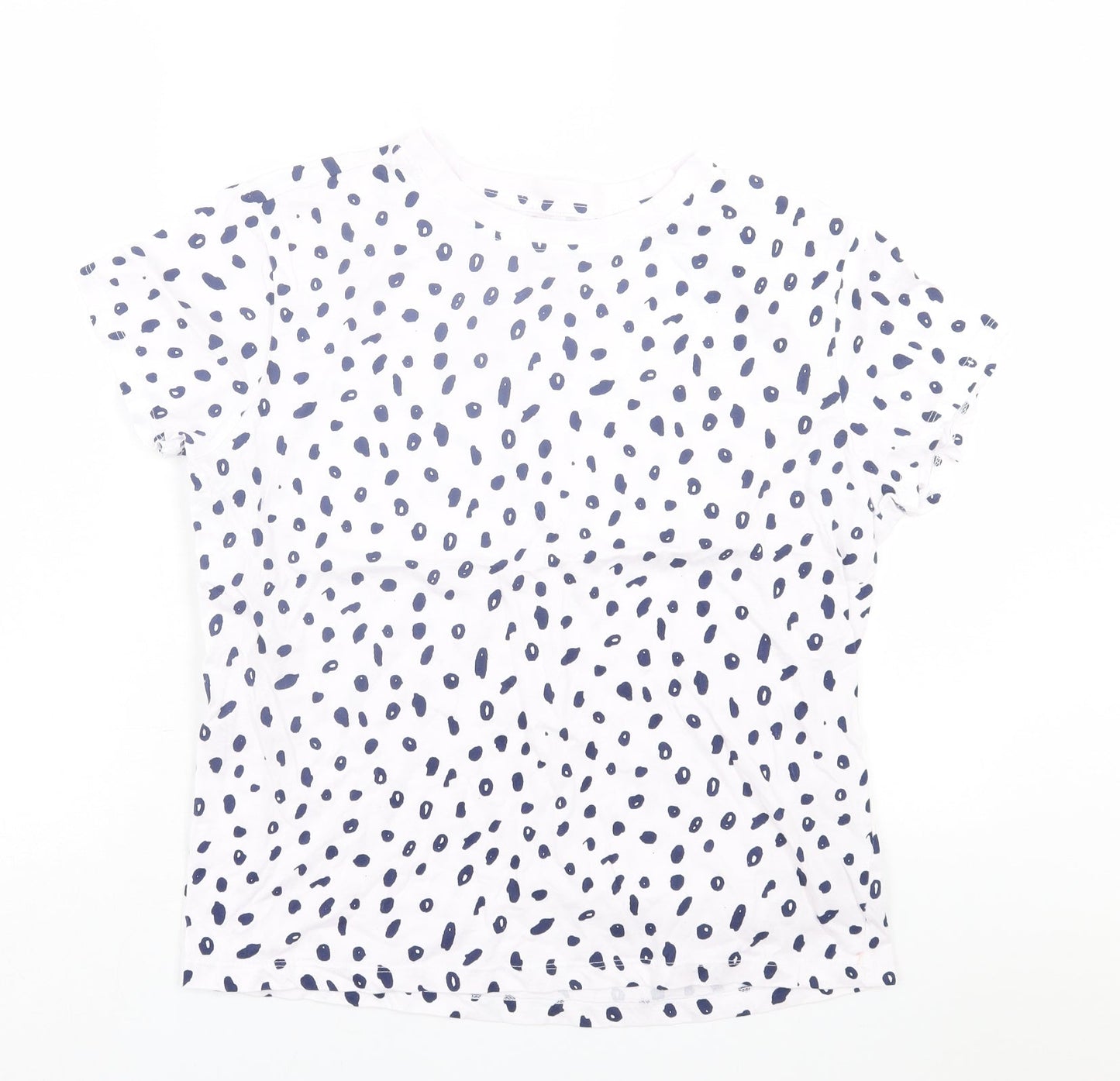 Primark Womens White Animal Print Cotton Basic T-Shirt Size M Crew Neck