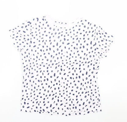 Primark Womens White Animal Print Cotton Basic T-Shirt Size M Crew Neck