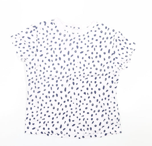 Primark Womens White Animal Print Cotton Basic T-Shirt Size M Crew Neck