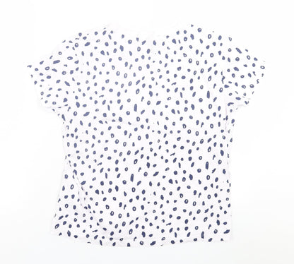 Primark Womens White Animal Print Cotton Basic T-Shirt Size M Crew Neck