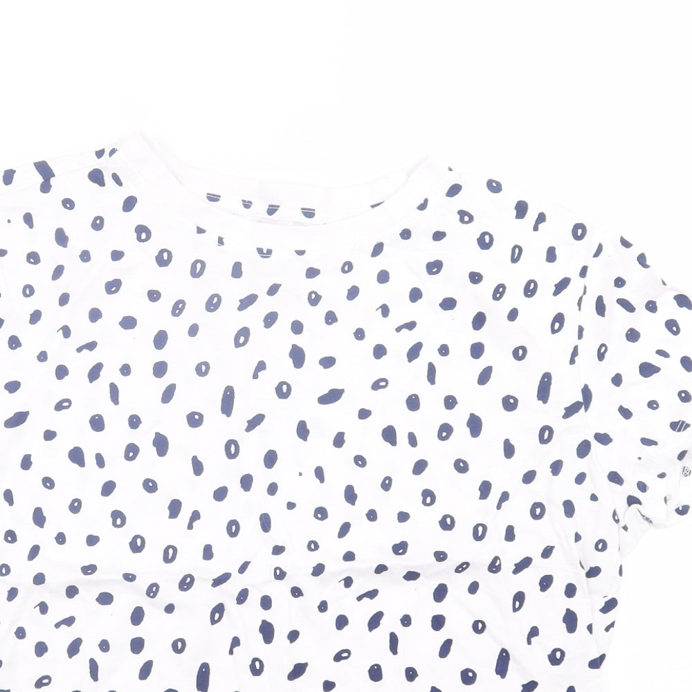 Primark Womens White Animal Print Cotton Basic T-Shirt Size M Crew Neck